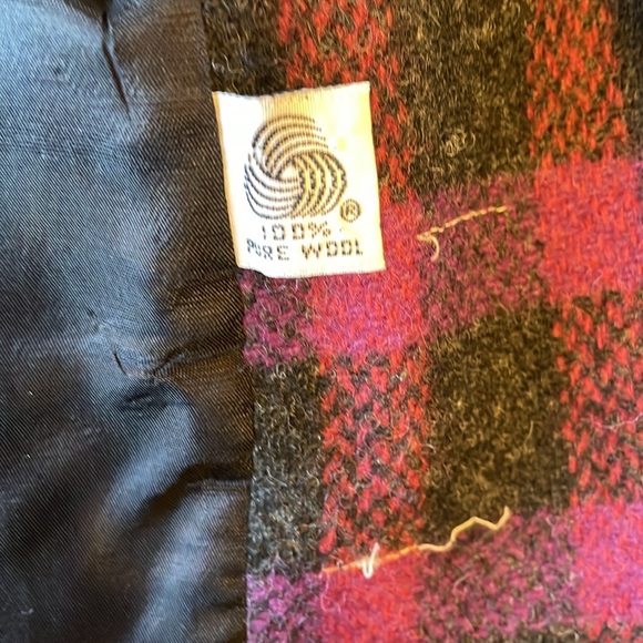 Vintage Plaid Wool Oversize Jacket - Purple and Black - Picture 7 of 8